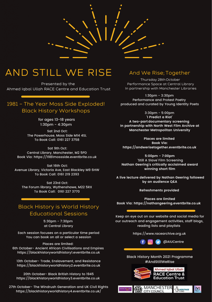 We have an exciting programme of activities planned for Black History Month this year,